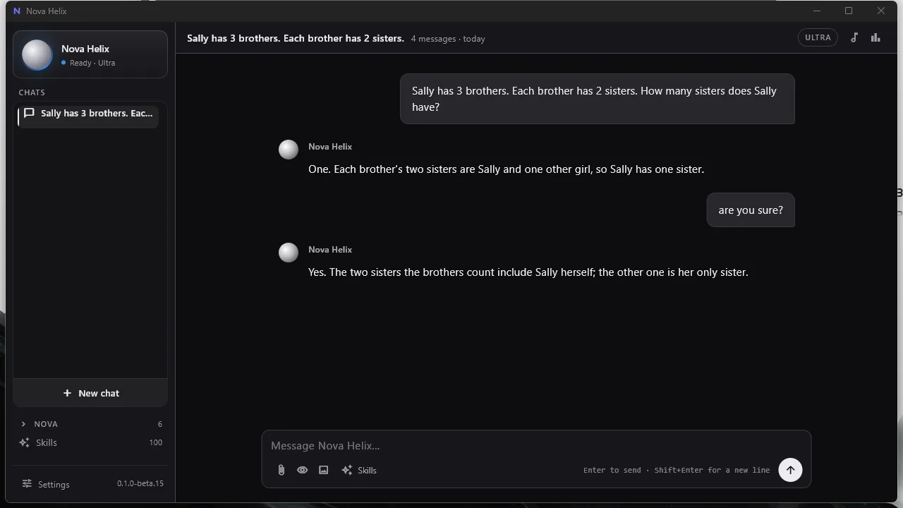 The Nova Helix window wearing the Nova Dark theme.